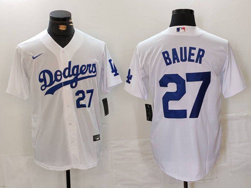 Men Los Angeles Dodgers #27 Bauer White Game 2024 Nike MLB Jersey style 7133->los angeles dodgers->MLB Jersey